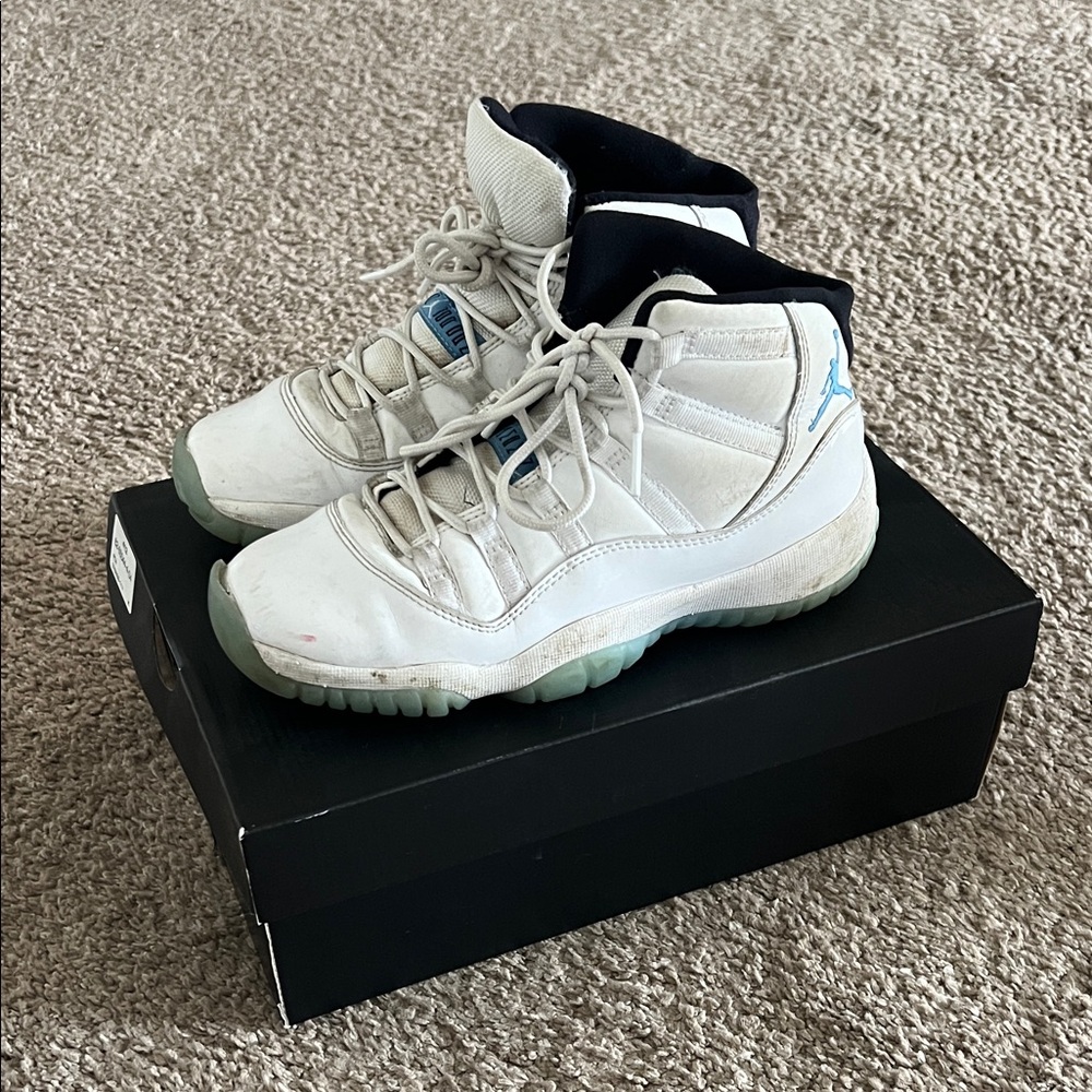 Jordan Kids White and Light Blue Sneakers